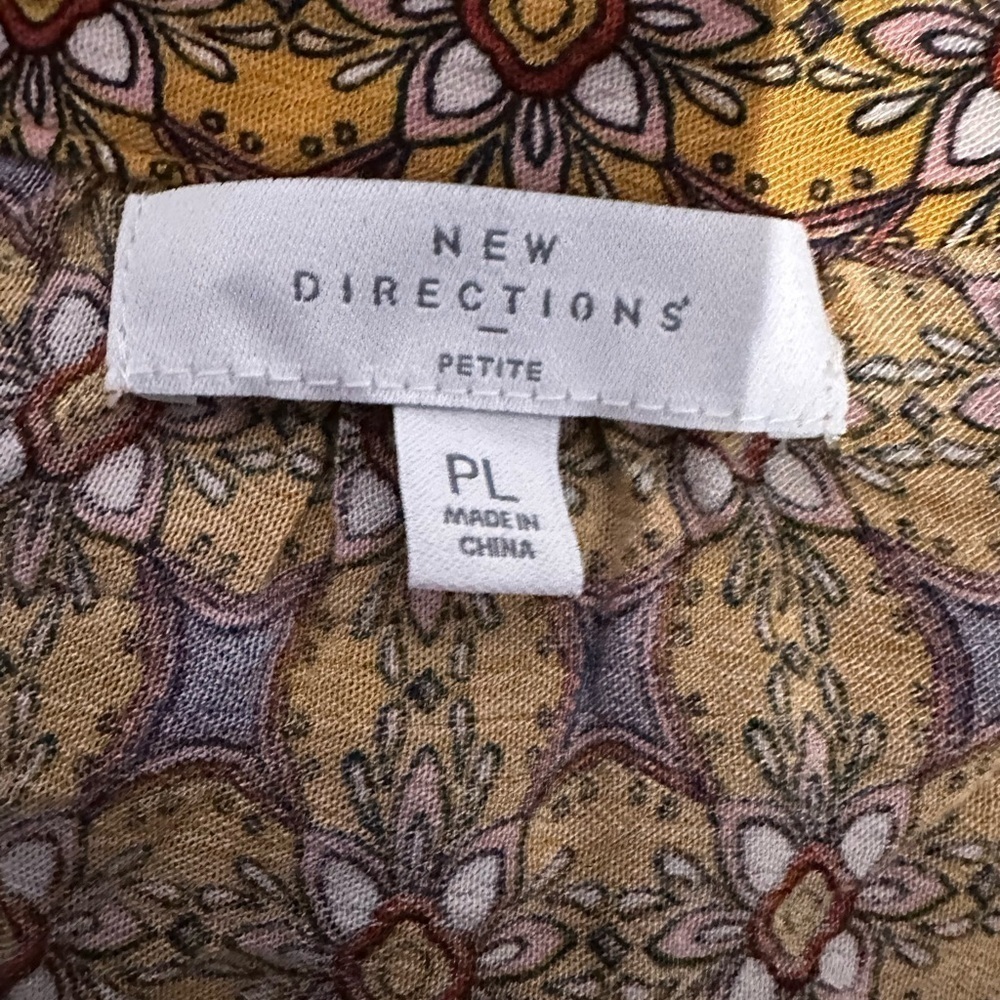 New Directions Multicolored Long Sleeve Blouse Petite Large - Picture 3 of 3